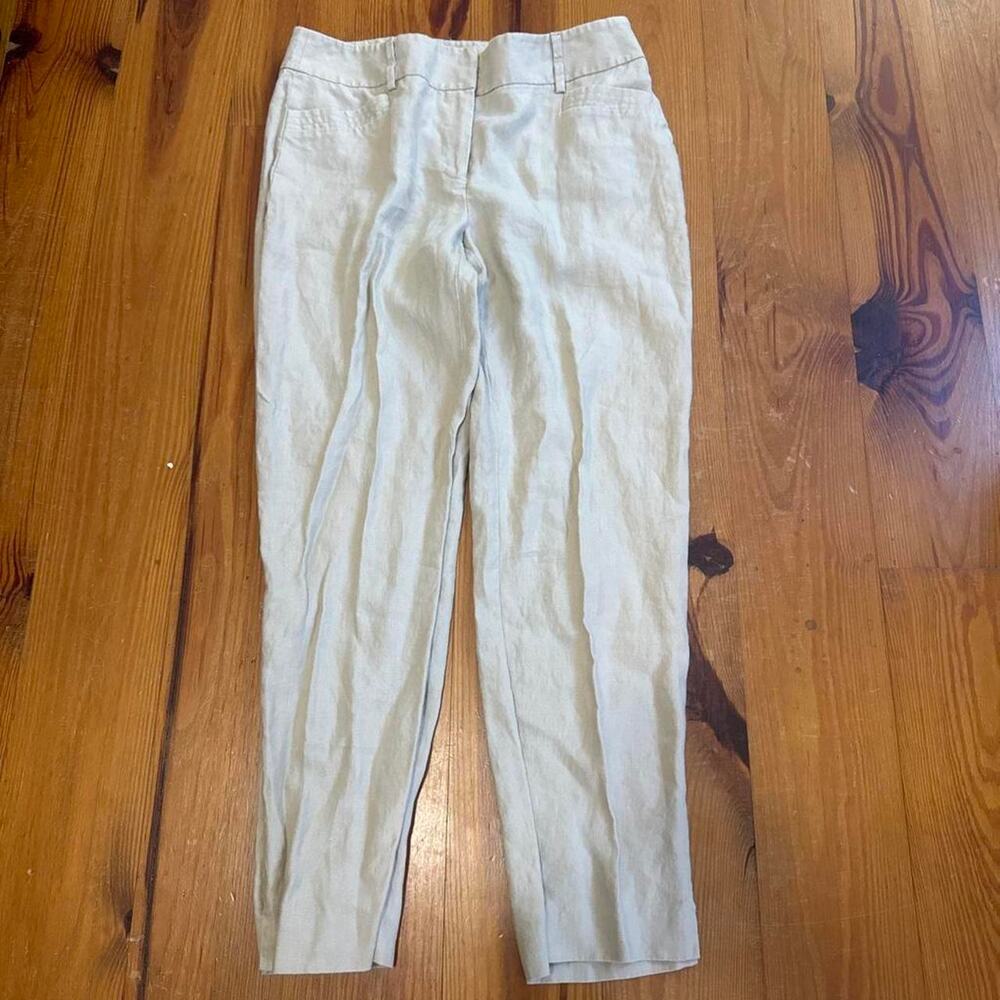 Rafaella 100% Linen Pants Size 10 Beige Straight Leg Trousers